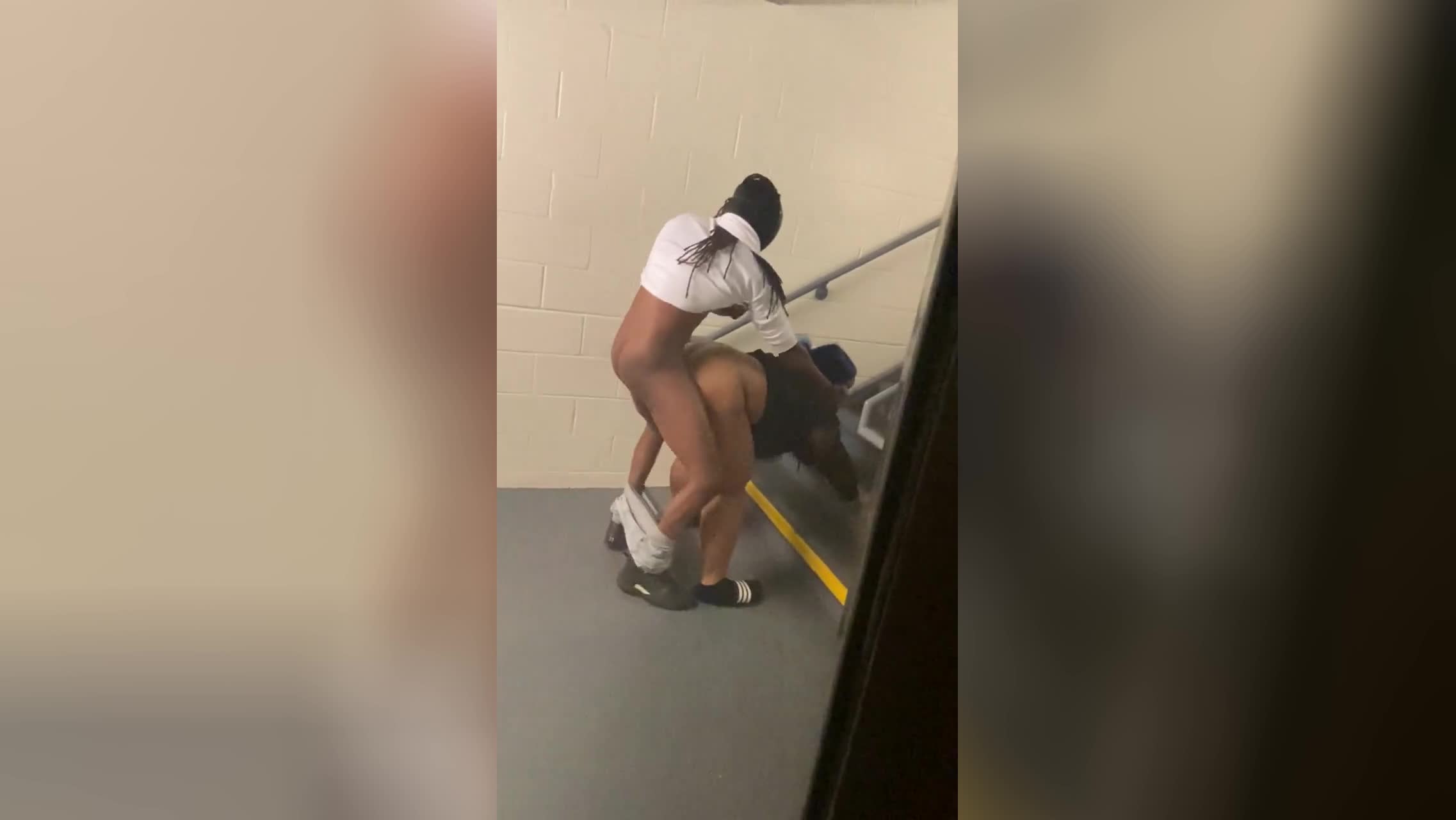 Couple Caught On Camera Fucking Doggy Style On The Stairs